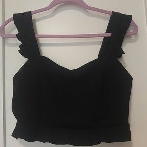 Crop peplum top black